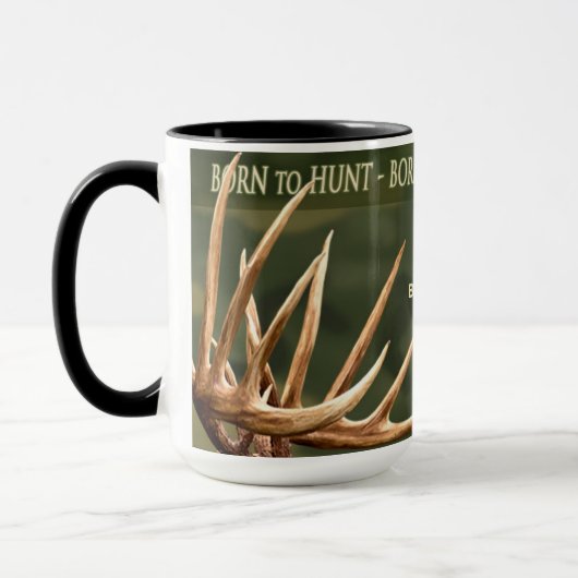 -コーヒー大きいマグ-シカの(雄ジカの)枝角を捜すために生まれて下さい マグカップ (左)