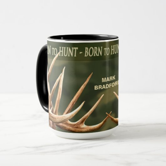 -コーヒー大きいマグ-シカの(雄ジカの)枝角を捜すために生まれて下さい マグカップ (正面左)