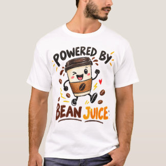 コーヒー大好きな人へのプレゼントに! ビーンジュースに動力源を得る コーヒーTシャツ グラフィック Tシャツ
