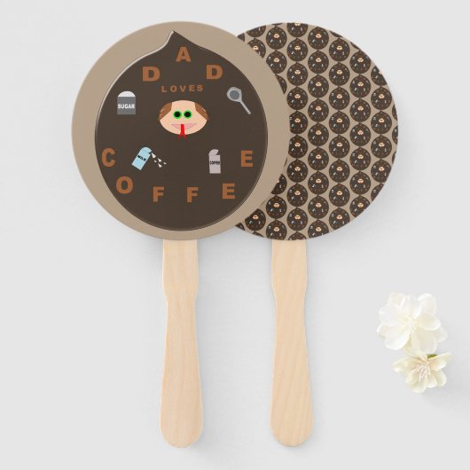 コーヒー大好きパパモンスターのハンディ扇風機 ハンドファン (正面&裏面)