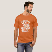 コーヒー大好き カントリーミュージック おもしろTシャツ Tシャツ (正面フル)