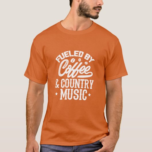 コーヒー大好き カントリーミュージック おもしろTシャツ Tシャツ (正面)