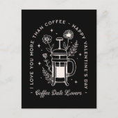 コーヒー好きおもしろいバレンタインデー黒 ポストカード (正面)