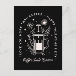 コーヒー好きおもしろいバレンタインデー黒 ポストカード