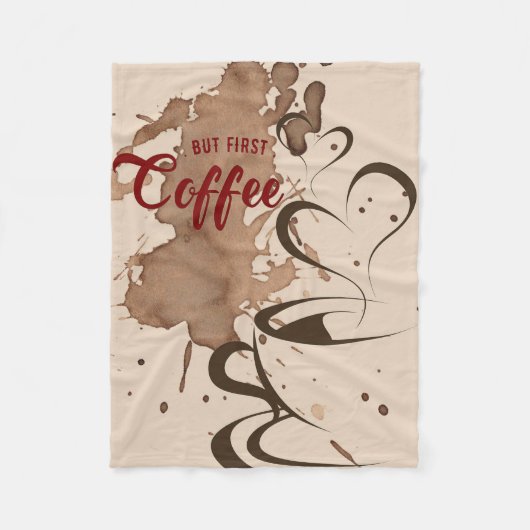 コーヒー好きだが最初のコーヒー フリースブランケット (正面)