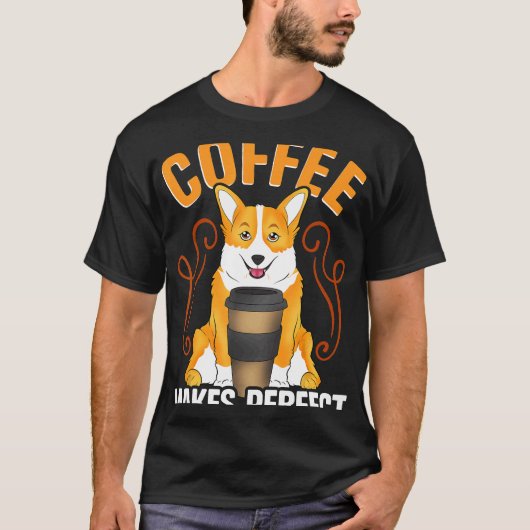 コーヒー好きと犬のためのコーギー服 Tシャツ (正面)