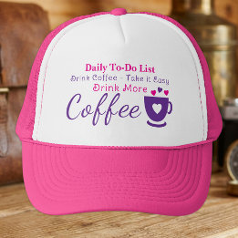 コーヒー好きな人のためのピンクのTシャツ/帽子デザイン キャップ