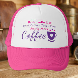コーヒー好きな人のためのピンクのTシャツ/帽子デザイン キャップ
