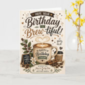 コーヒー好きな従兄弟への誕生日カード カード (黄色い花)