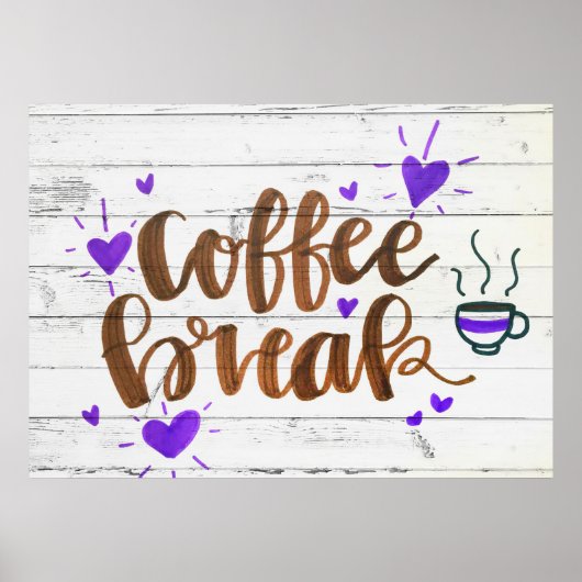 コーヒー好きのためのコーヒーブレイク タイポグラフィ ポスター (正面)