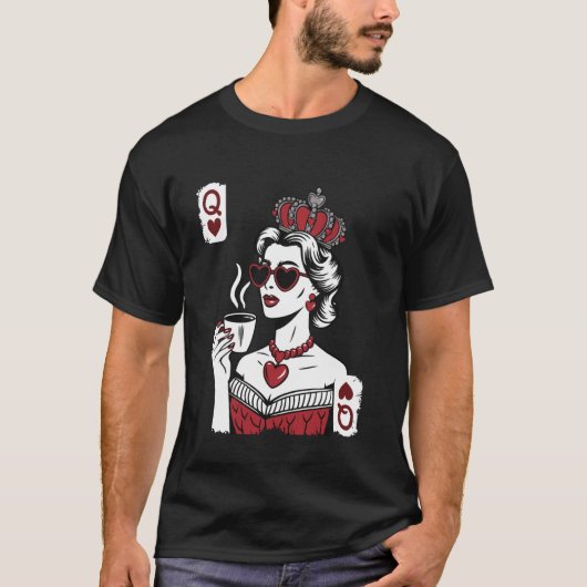 コーヒー好きのためのハートの女王 Tシャツ (正面)