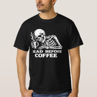 コーヒー好きのためのビンテージスタイルTシャツ デッドビフォーコーヒー Tシャツ