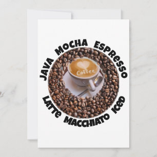 コーヒー好きのためのラブコーヒー　Java、ラテ、カプチーノ　グリーティングカード シーズンカード