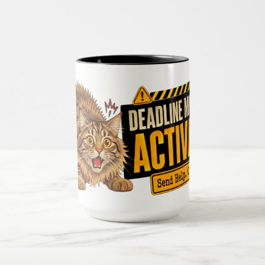 コーヒー好きのための面白い猫のギフト 締め切りモード マグカップ (中央)