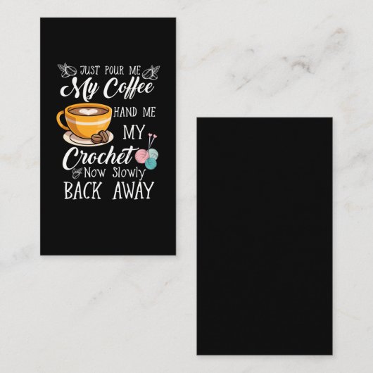 コーヒー好きのカチェットレディーかぎ糸ユーモア 名刺 (正面/裏面)
