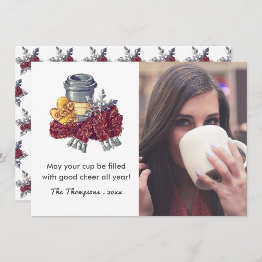 コーヒー好きのクリスマスチアーグリーティング写真 シーズンカード (正面/裏面)