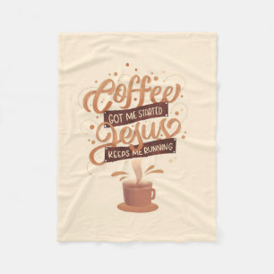 コーヒー好きのコーヒーとイエス フリースブランケット