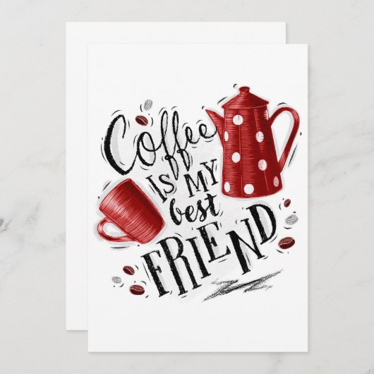 コーヒー好きのコーヒーは私の友最高の人だ 招待状 (正面/裏面)