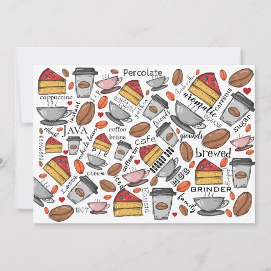 コーヒー好きのコーヒーショップまたはカフェグリーティングカード 招待状 (正面)