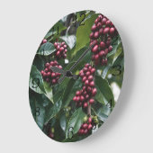 コーヒー好きのコーヒーツリー。 ラージ壁時計 (傾斜)