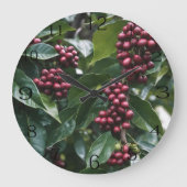 コーヒー好きのコーヒーツリー。 ラージ壁時計 (正面)