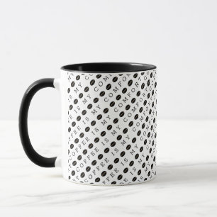コーヒー好きのコーヒー豆のタイポグラフィパターン マグカップ