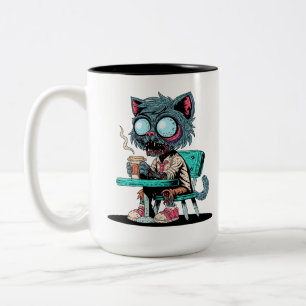 コーヒー好きのゾンビキャット ツートーンマグカップ