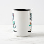 コーヒー好きのゾンビ猫 ツートーンマグカップ (中央)
