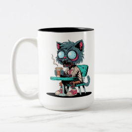 コーヒー好きのゾンビ猫 ツートーンマグカップ
