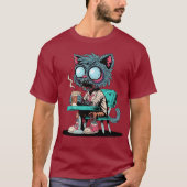 コーヒー好きのゾンビ猫 Tシャツ (正面)