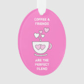 コーヒー好きのピンクのためのカフェイン愛ハート オーナメント (正面)