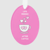 コーヒー好きのピンクのためのカフェイン愛ハート オーナメント (裏面)