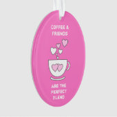 コーヒー好きのピンクのためのカフェイン愛ハート オーナメント (正面)