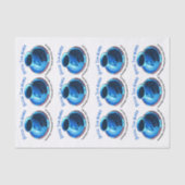 コーヒー好きのブルーカップとソーサーの繰り返しパターン 薄葉紙 (正面)