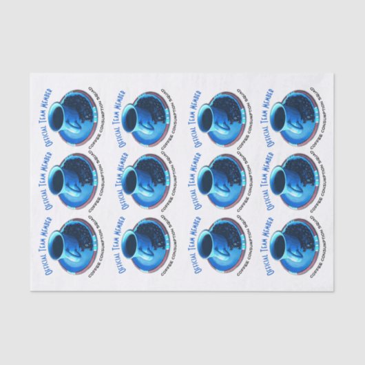 コーヒー好きのブルーカップとソーサーの繰り返しパターン 薄葉紙 (正面)