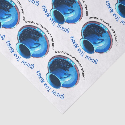 コーヒー好きのブルーカップとソーサーの繰り返しパターン 薄葉紙 (詳細)