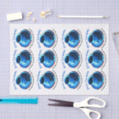 コーヒー好きのブルーカップとソーサーの繰り返しパターン 薄葉紙 (クラフト)