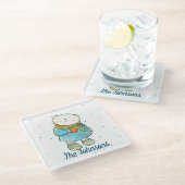 コーヒー好きのホッキョクグマ ガラスコースター (アングル)