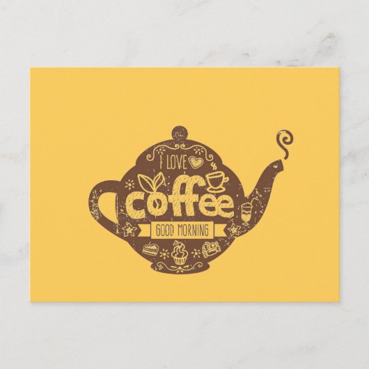 コーヒー好きのヴィンテージレトロカフェアート私はコーヒーが大好き ポストカード (正面)