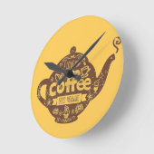 コーヒー好きのヴィンテージレトロカフェアート私はコーヒーが大好き ラウンド壁時計 (傾斜)