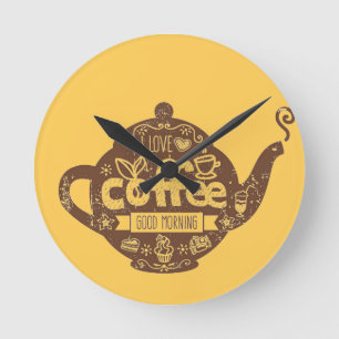 コーヒー好きのヴィンテージレトロカフェアート私はコーヒーが大好き ラウンド壁時計