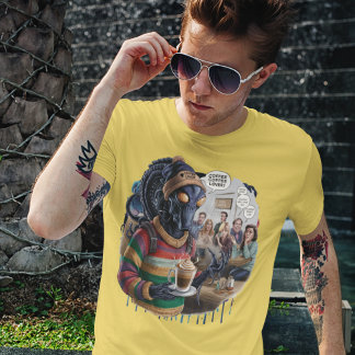 コーヒー好きの可愛いエイリアン Tシャツ
