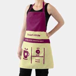 コーヒー好きの名前入りキッチン用品(ワインレッド) エプロン
