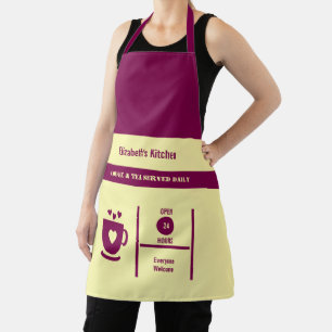 コーヒー好きの名前入りキッチン用品(ワインレッド) エプロン