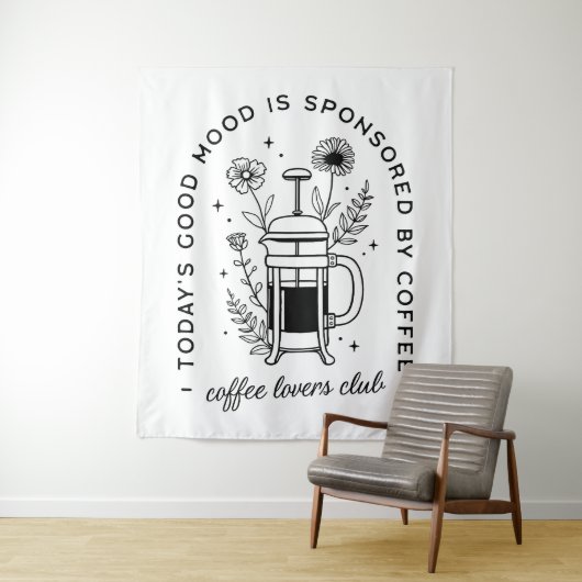 コーヒー好きの女の子フローラコテージコア美学 タペストリー (インサイチュ)