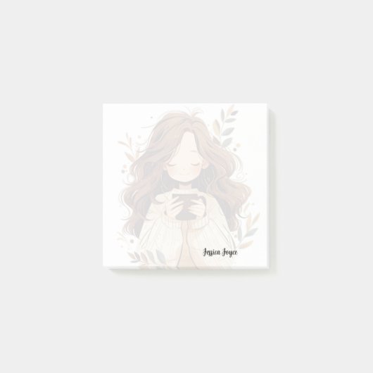 コーヒー好きの女性 ポストイット (正面)