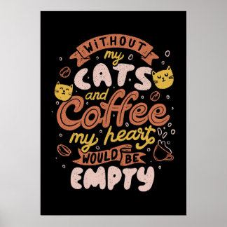 コーヒー好きの猫とコーヒー ポスター