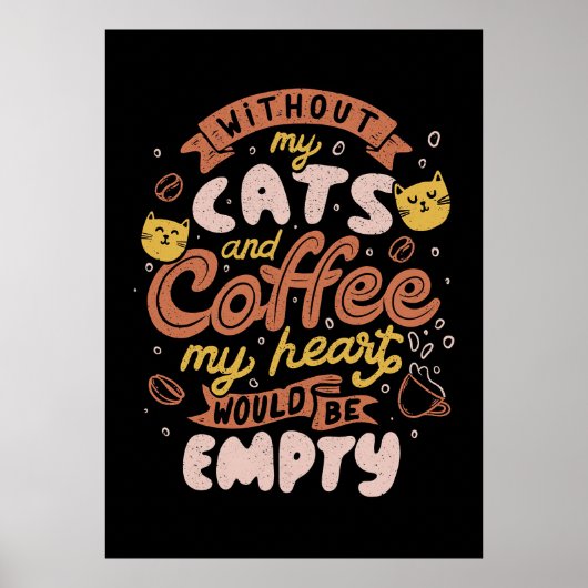 コーヒー好きの猫とコーヒー ポスター (正面)