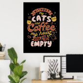 コーヒー好きの猫とコーヒー ポスター (ホームオフィス)