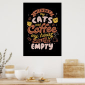 コーヒー好きの猫とコーヒー ポスター (キッチン)